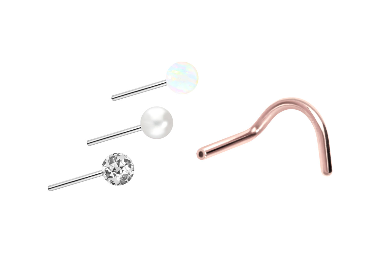 Titan Nasenstecker Nasenpiercing Spirale mit Push Fit AUFSATZ MIX